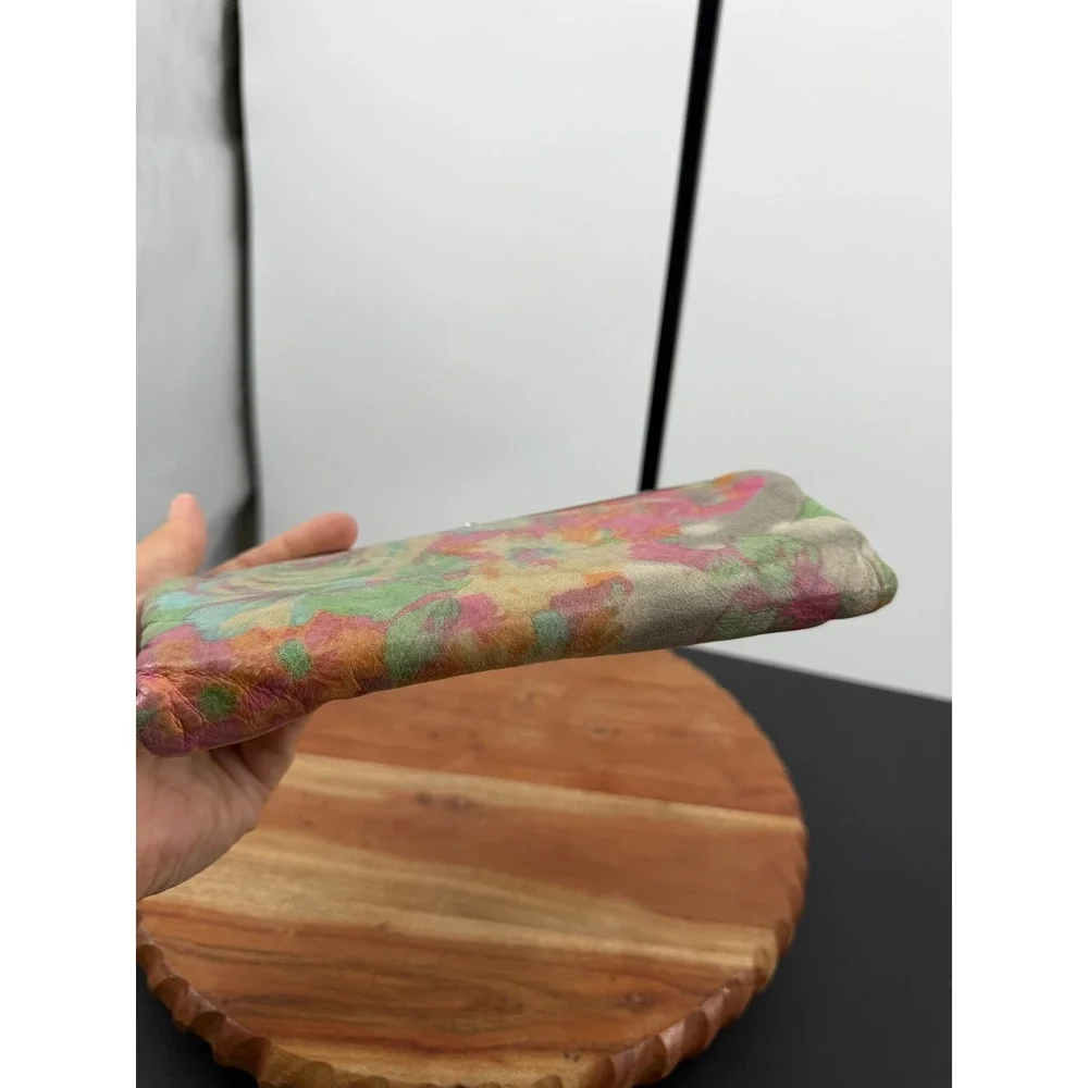 Hobo international Lauren Leather Frame Clutch Wallet watercolor Floral Print